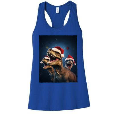 Epic 3 Trex Santa Christmas Trex Gift Women's Racerback Tank