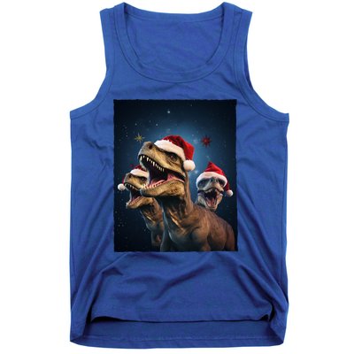 Epic 3 Trex Santa Christmas Trex Gift Tank Top