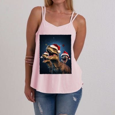 Epic 3 Trex Santa Christmas Trex Gift Women's Strappy Tank