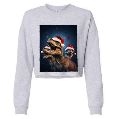 Epic 3 Trex Santa Christmas Trex Gift Cropped Pullover Crew