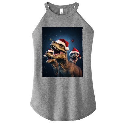 Epic 3 Trex Santa Christmas Trex Gift Women's Perfect Tri Rocker Tank