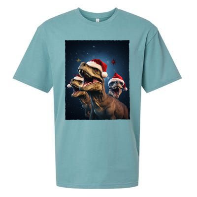 Epic 3 Trex Santa Christmas Trex Gift Sueded Cloud Jersey T-Shirt