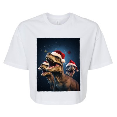 Epic 3 Trex Santa Christmas Trex Gift Bella+Canvas Jersey Crop Tee