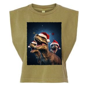 Epic 3 Trex Santa Christmas Trex Great Gift Garment-Dyed Women's Muscle Tee