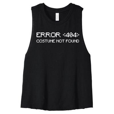 Error 404 Costume Not Found Funny Halloween Women's Racerback Cropped Tank