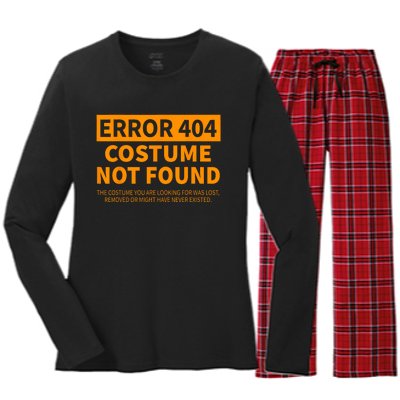 Error 404 Costume Not Found Matching Funny Lazy Halloween Women's Long Sleeve Flannel Pajama Set 