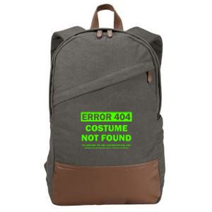 Error 404 Costume Not Found Halloween Matching Cotton Canvas Backpack