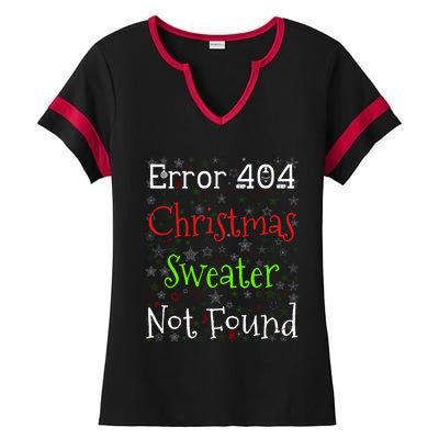 Error 404 Christmas Sweater Not Found Funny Ugly Christmas Gift Ladies Halftime Notch Neck Tee