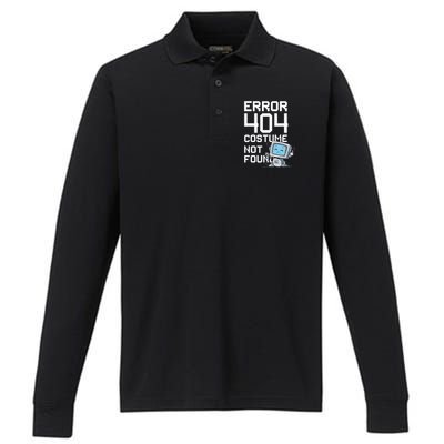 Error 404 Costume Not Found Funny Halloween Geek Matching Performance Long Sleeve Polo