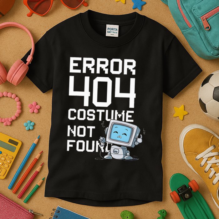 Error 404 Costume Not Found Funny Halloween Geek Matching Kids T-Shirt