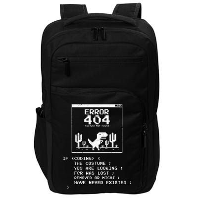 Error 404 Costume Not Found Funny Dinosaur Lazy Halloween Impact Tech Backpack