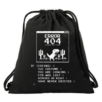 Error 404 Costume Not Found Funny Dinosaur Lazy Halloween Drawstring Bag
