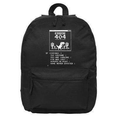 Error 404 Costume Not Found Funny Dinosaur Lazy Halloween 16 in Basic Backpack