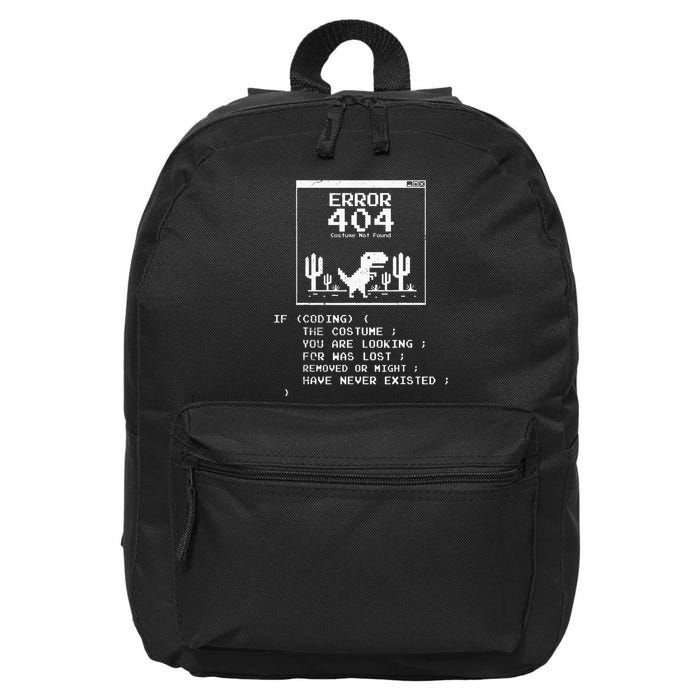 Error 404 Costume Not Found Funny Dinosaur Lazy Halloween 16 in Basic Backpack