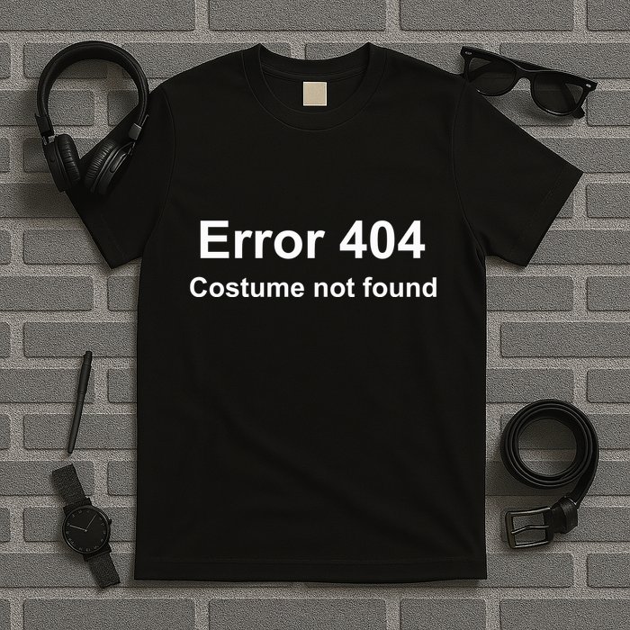 Error 404 Costume Not Found Funny Lazy Halloween T-Shirt