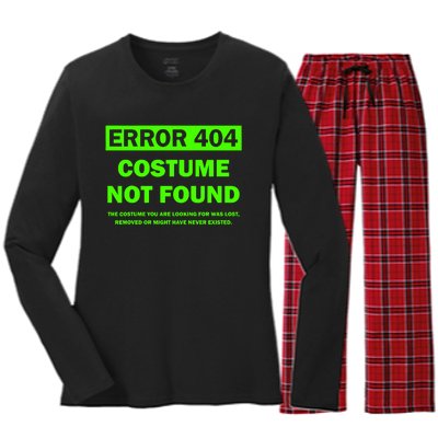 Error 404 Costume Not Found Halloween Matching Women's Long Sleeve Flannel Pajama Set 