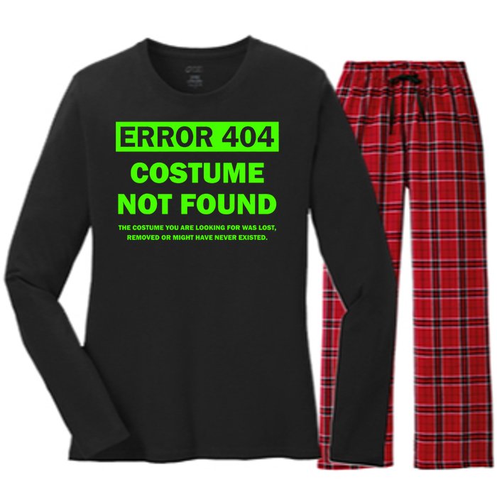 Error 404 Costume Not Found Halloween Matching Women's Long Sleeve Flannel Pajama Set 