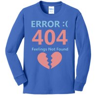 Error 404 Feelings Not Found Cute Gift Funny Single Anti Valentine Great Gift Kids Long Sleeve Shirt