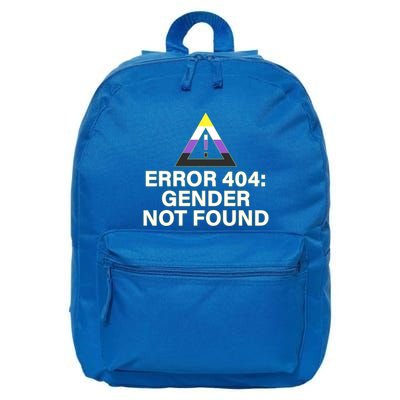 Error 404 Gender Not Found Agender Non Binary Pride Cute Gift 16 in Basic Backpack