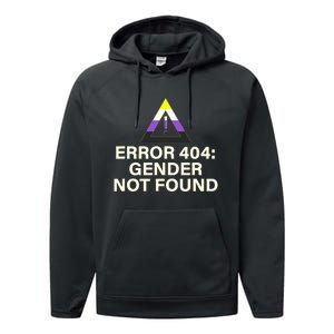 Error 404 Gender Not Found Agender Non Binary Pride Performance Fleece Hoodie