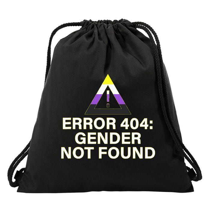 Error 404 Gender Not Found Agender Non Binary Pride Drawstring Bag