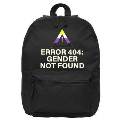 Error 404 Gender Not Found Agender Non Binary Pride 16 in Basic Backpack