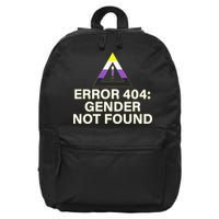 Error 404 Gender Not Found Agender Non Binary Pride 16 in Basic Backpack