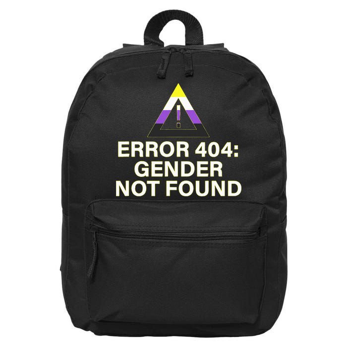 Error 404 Gender Not Found Agender Non Binary Pride 16 in Basic Backpack
