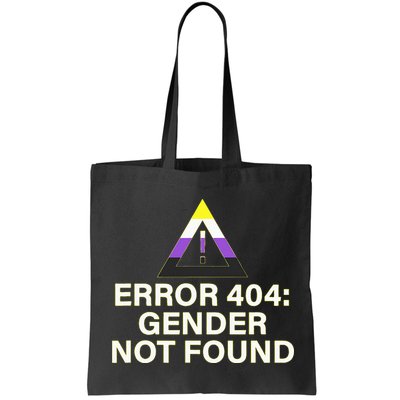 Error 404 Gender Not Found Agender Non Binary Pride Tote Bag