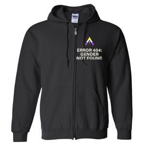 Error 404 Gender Not Found Agender Non Binary Pride Full Zip Hoodie