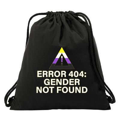 Error 404 Gender Not Found Agender Non Binary Pride Drawstring Bag