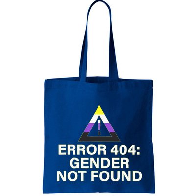 Error 404 Gender Not Found Agender Non Binary Pride Tote Bag
