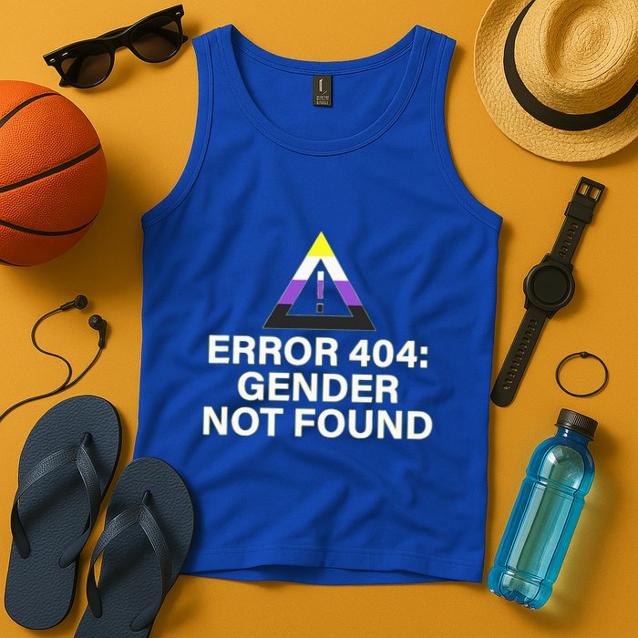 Error 404 Gender Not Found Agender Non Binary Pride Tank Top