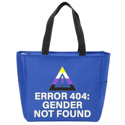 Error 404 Gender Not Found Agender Non Binary Pride Zip Tote Bag