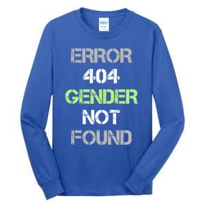 Error 404 Gender Not Found Great Gift Funny Agender Pride Flag Meaningful Gift Tall Long Sleeve T-Shirt