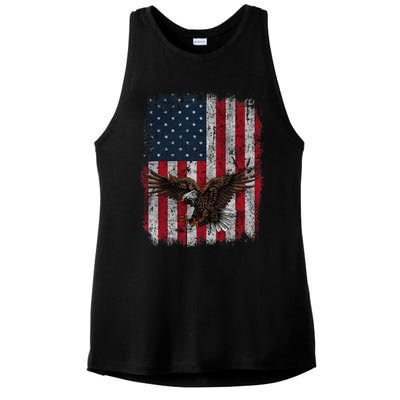 Eagle 4th Of July USA Flag American Patriotic Men Women Ladies PosiCharge Tri-Blend Wicking Tank