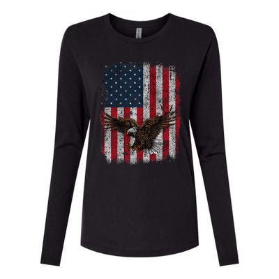 Eagle 4th Of July USA Flag American Patriotic Men Women Womens Cotton Relaxed Long Sleeve T-Shirt