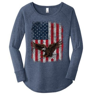 Eagle 4th Of July USA Flag American Patriotic Men Women Women's Perfect Tri Tunic Long Sleeve Shirt