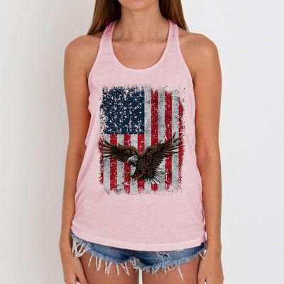 Eagle 4th Of July USA Flag American Patriotic Men Women Women's Knotted Racerback Tank