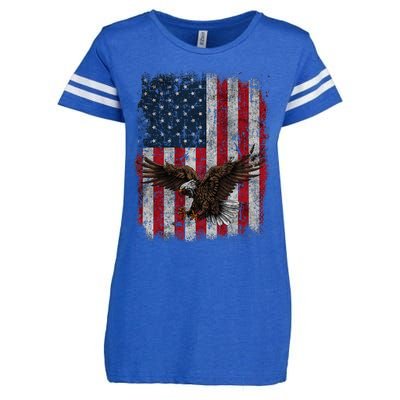 Eagle 4th Of July USA Flag American Patriotic Men Women Enza Ladies Jersey Football T-Shirt