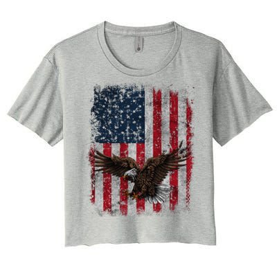 Eagle 4th Of July USA Flag American Patriotic Men Women Women's Crop Top Tee