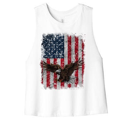 Eagle 4th Of July USA Flag American Patriotic Men Women Women's Racerback Cropped Tank