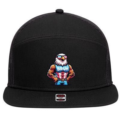 Eagle 4 Of July 7 Panel Mesh Trucker Snapback Hat