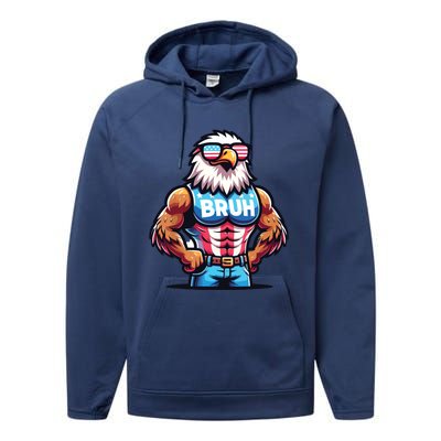 Eagle 4 Of July Performance Fleece Hoodie