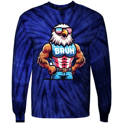 Eagle 4 Of July Tie-Dye Long Sleeve Shirt