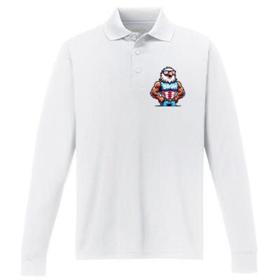 Eagle 4 Of July Performance Long Sleeve Polo