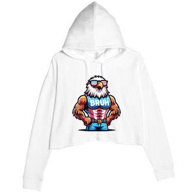 Eagle 4 Of July Crop Fleece Hoodie