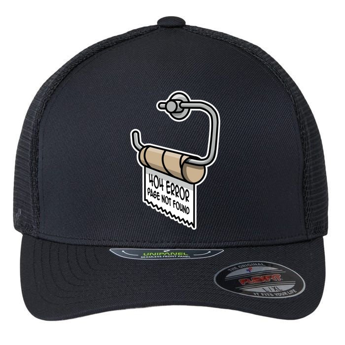 Error 404 Page Not Found Empty Toilet Paper Funny Programmer Gift Flexfit Unipanel Trucker Cap