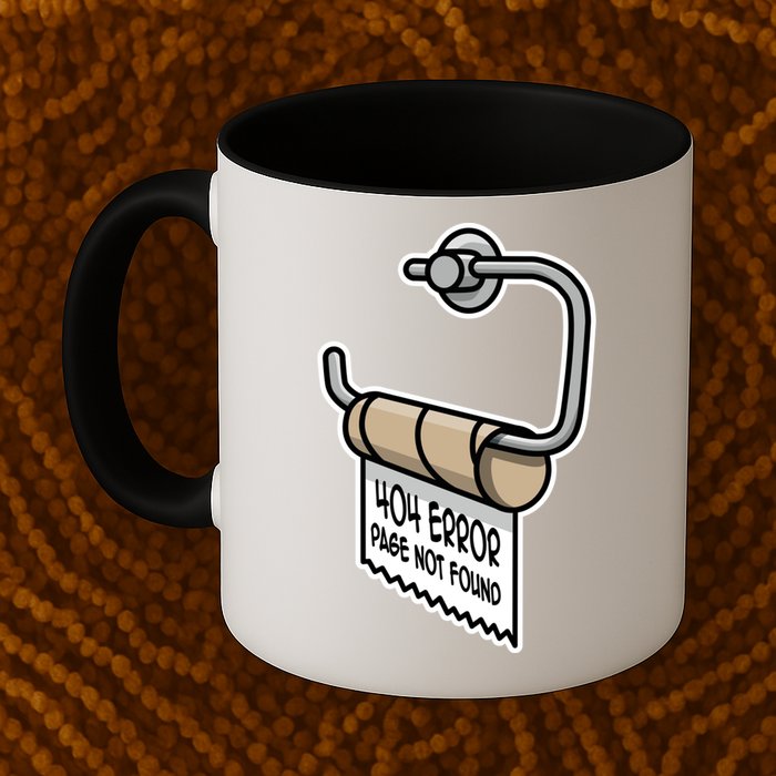 Error 404 Page Not Found Empty Toilet Paper Funny Programmer Gift Mug