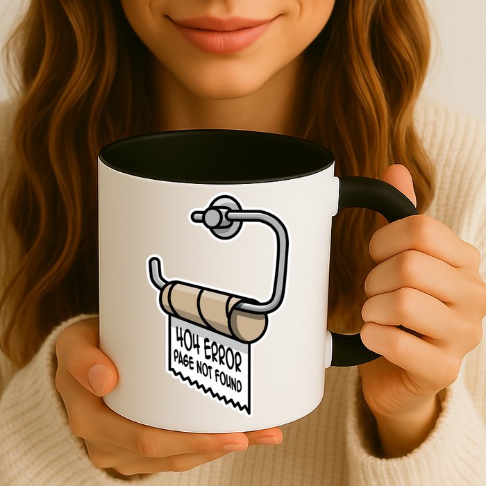 Error 404 Page Not Found Empty Toilet Paper Funny Programmer Gift Mug
